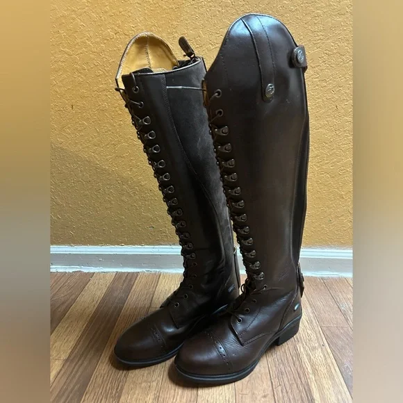 Women's Pink Lace Up Boots - Picture 4 of 10